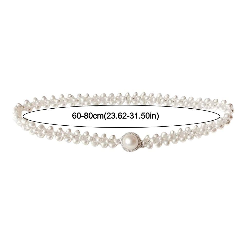 Luxury Butterfly Pearl Belt Pearls and Rhinestones Elastic Waist Bands For Women Lady Girl