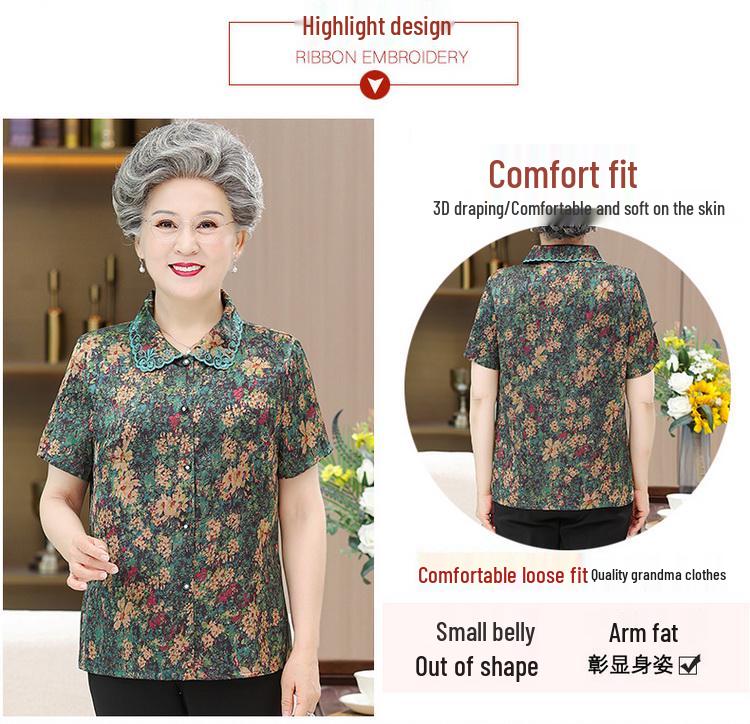 Summer Apparel for Mature Women: Short-Sleeved Shirts, Tops, and Outfit Sets