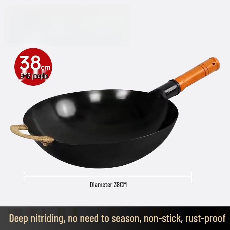 

UTOO 38cm Seasoned Iron Wok with Handles