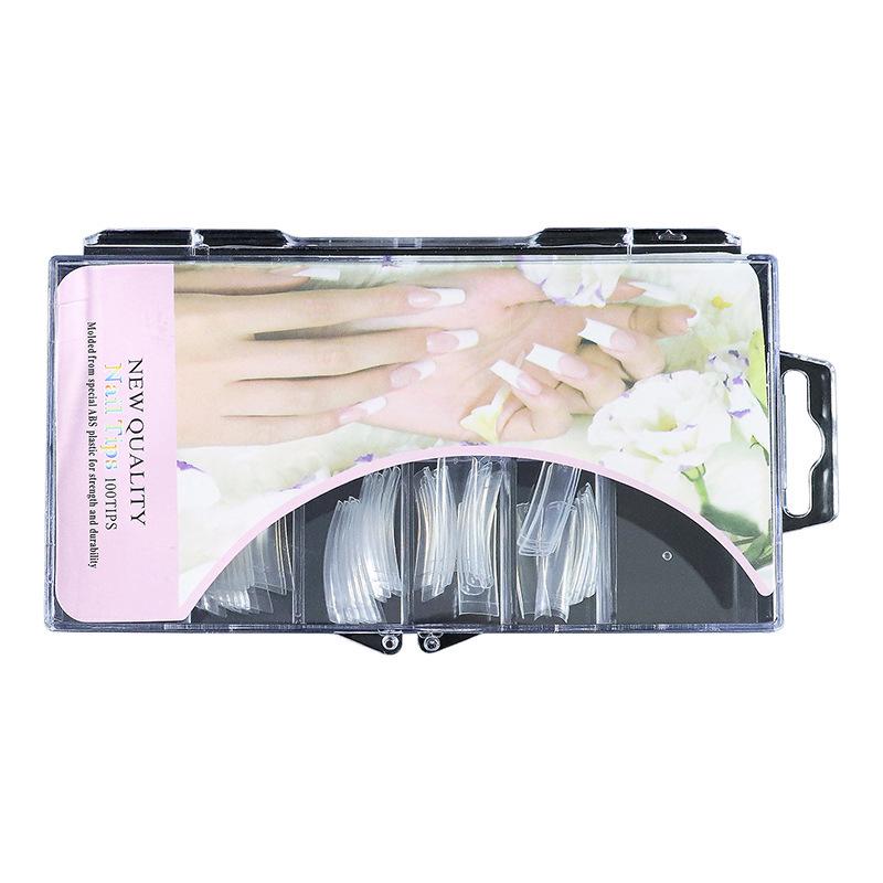 Ultra-Thin Transparent Wearable Nail Tips, Full/Half Cover, Natural Color, 100-Piece Box.