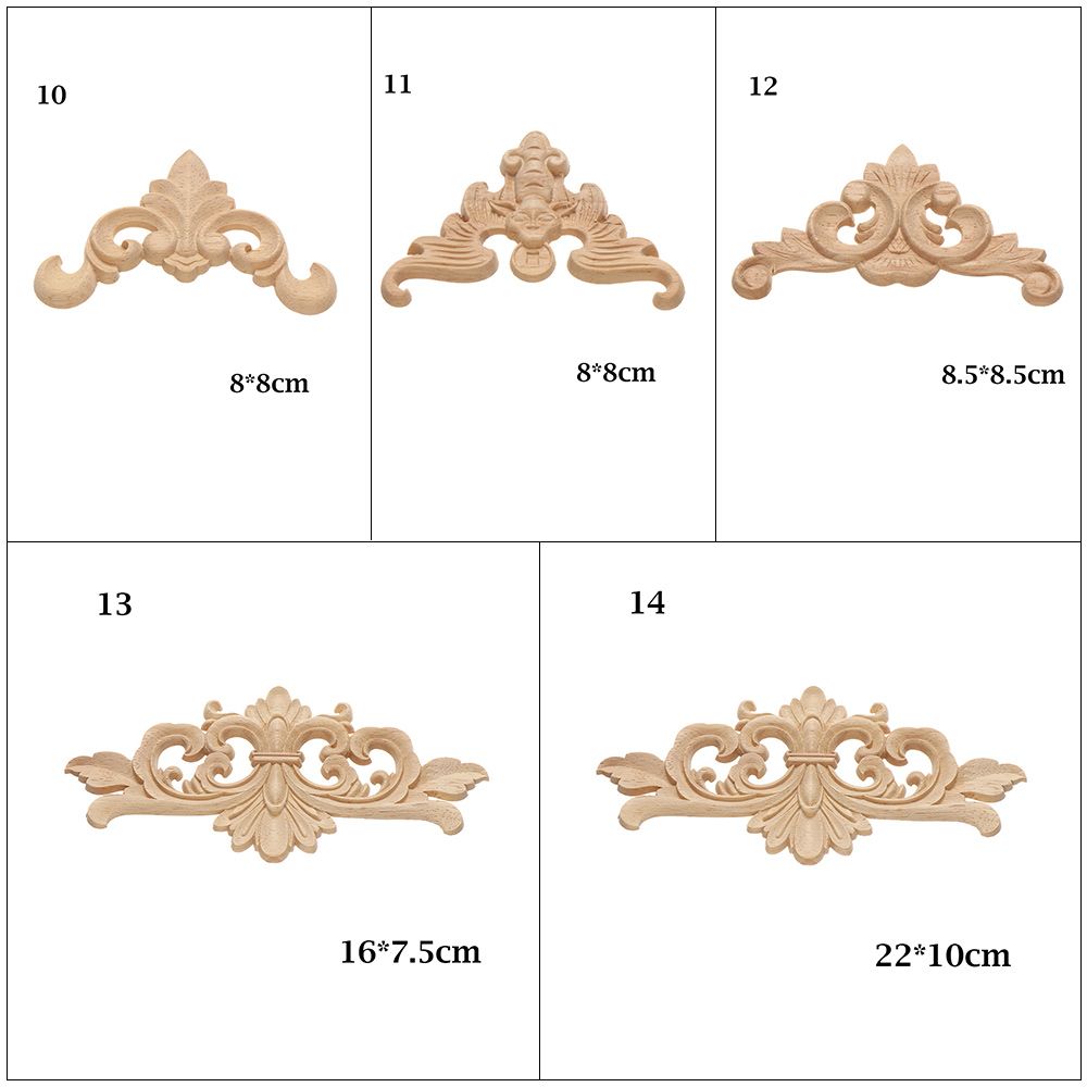 Wall Door Furniture Wood Carving Decorative Unique Natural Floral Wood Carved Wooden Figurines Crafts Corner Appliques Frame