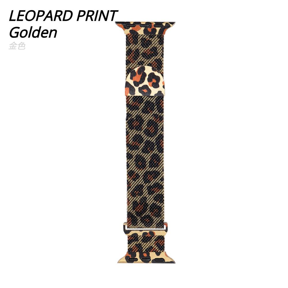 Milanese Loop strap For Apple watch band 46mm 45mm 44mm 40mm 41mm Leopard Print Magnetic bracelet for iWatch Series 11/10/9 8 7 6 SE3/Ultra 2 3 4 49mm
