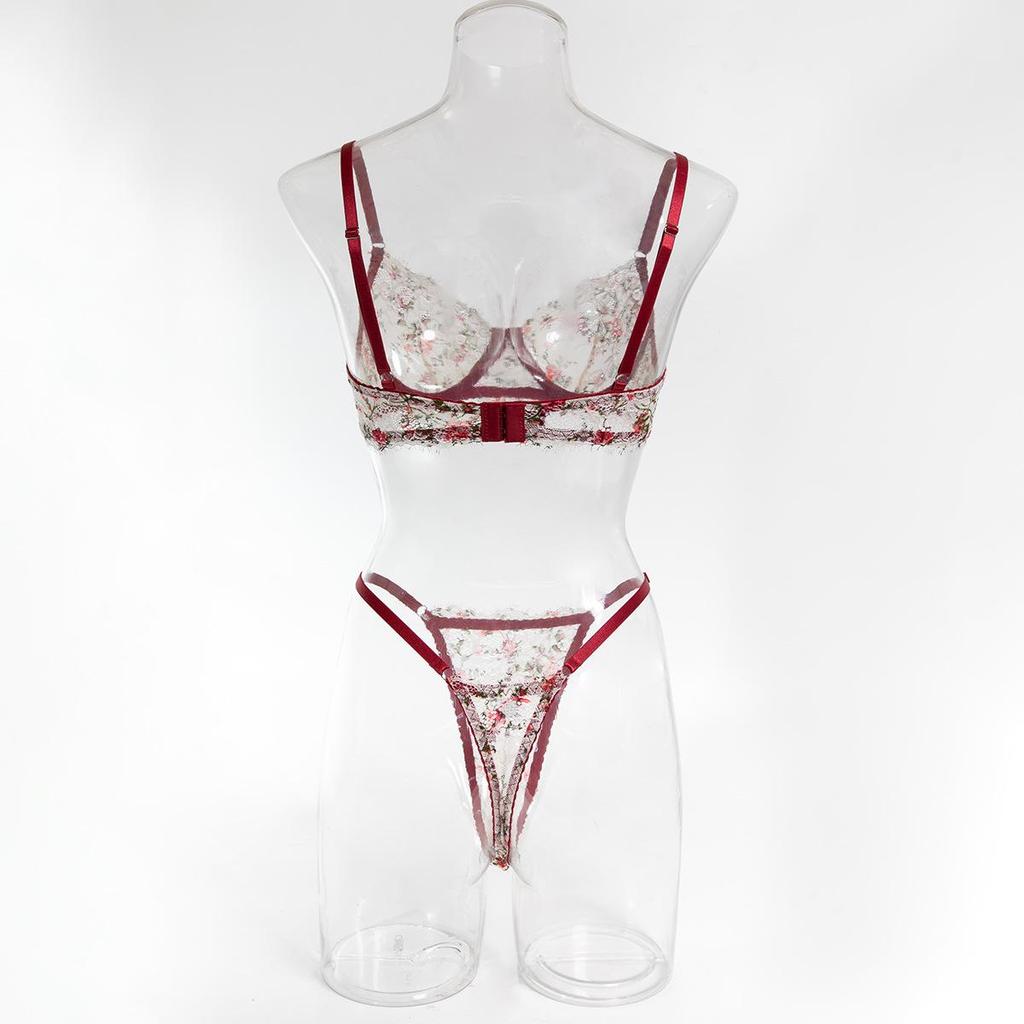 Cecilia Stylish Lace Floral Fishbone Crop Top & Bra Set - Sexy, Comfortable, Breathable Women's Wear