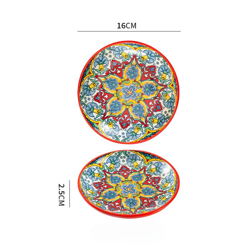 16cm Ceramic Plate Household Small Plate Fruit Plate Dessert Plate Flat Plate Bone Spit Plate