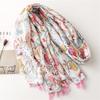 New Women Fashion Luxury Aztec Floral Tassel Viscose Scarf Lady Print Soft Shawls and Wraps Pashmina Muslim Hijab Snood 180*90Cm