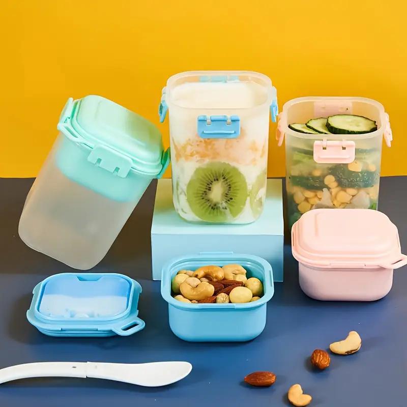 Doppelschichtiger Salatbecher mit Eisgittern und Löffel Gewürzregal 580ML Salatbecher Frischhaltebox Müsli Joghurtbecher Obst Lebensmittel Aufbewahrungsbox