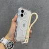 Třpytivé pouzdro s popruhem na zápěstí pro iPhone 16 1 14 Pro Max Plus 11 12 13 Magnetický řemínek Průhledný Bling kryt