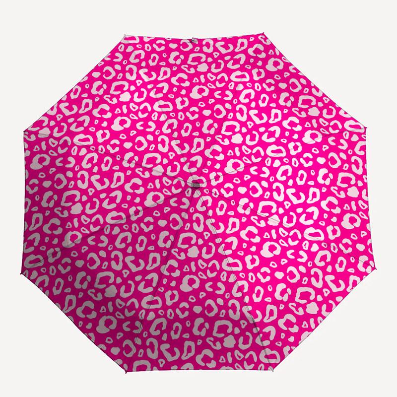 

1pc Pink leopard print Pattern Umbrella Design Automatic Opening and Closing Umbrella, High-quality Travel Umbrella, Lightweight and Portable,