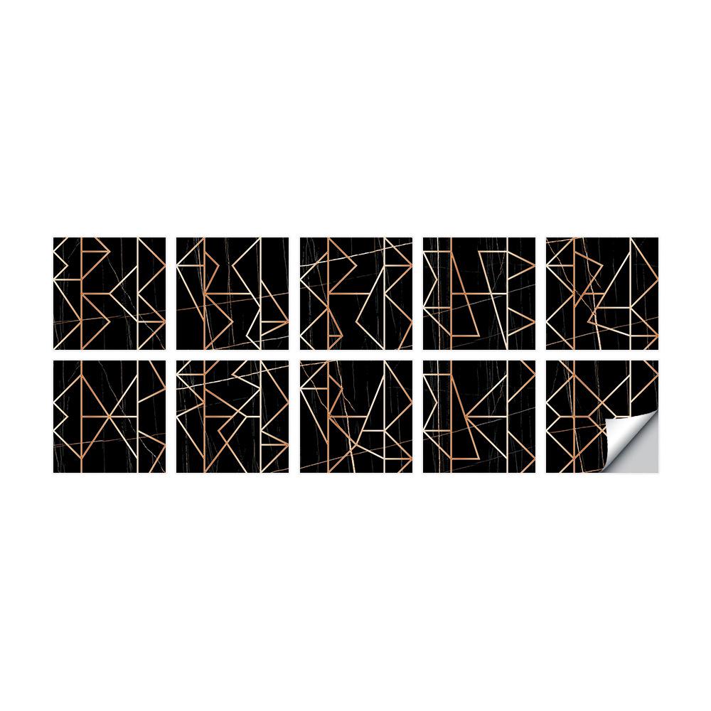 10-Pack European Style Floral Tile Wall Stickers for Living Room and Bathroom - Self-Adhesive PVC Crystal Film