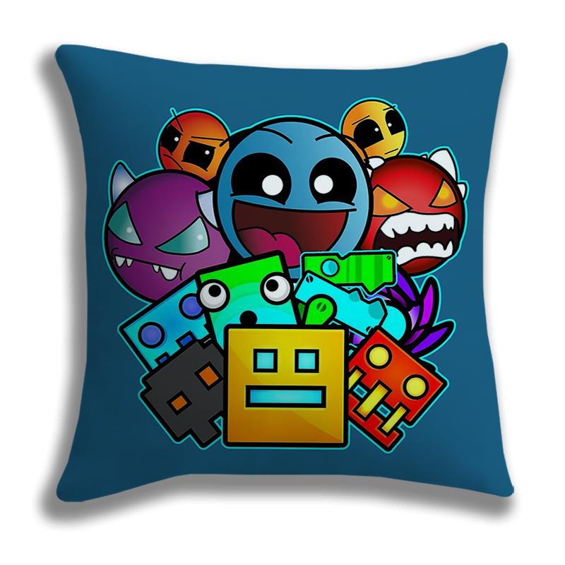 Geometry Dash Kreslený Potisk Povlak na Polštář 45x45cm Potahy na Polštáře Pohovka Postel Domácí Dekorace Vlastní Potahy na Polštáře Dekorace do Auta Dárek