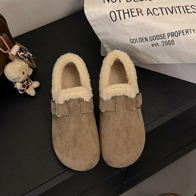 Women's Plus Size Soft-Sole Height-Enhancing Warm Winter Leather-Fur Combination Snow Boots with Plush Lining for Outdoor Sports