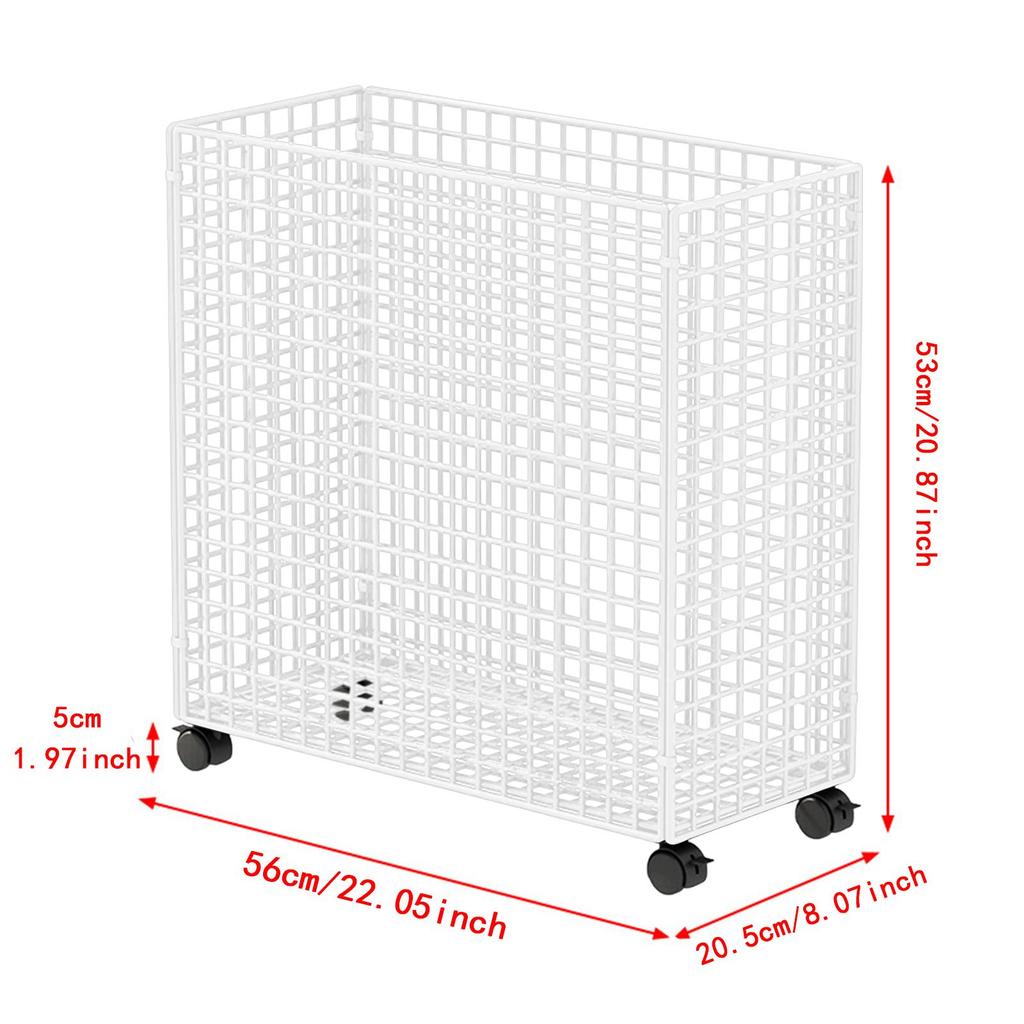 Mat Storage Cart Foldable Stand Space Saving with Wheels Organizer Basket for Home Bathroom