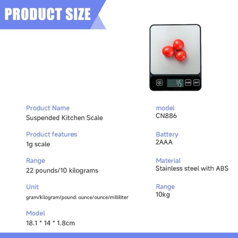 MultiUnit Kitchen Scale 10kg/22lb Weighing Scale Baking Scale for Baking and Cooking with Tare Function and LCD Screen