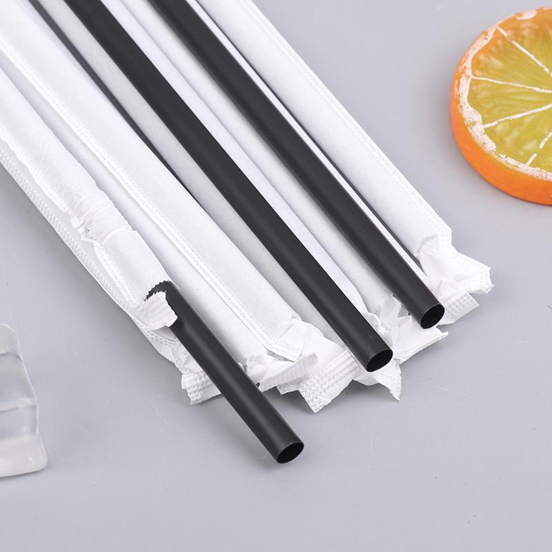 100Pcs Black Drinking Straws Plastique Straws Single Piece Paper Packaging Rietjes Flexible Party Kitchen Beverage Straws