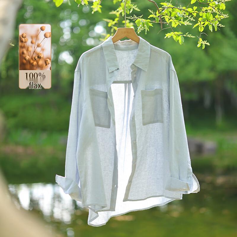 Women s 100% Linen Loose Fit Casual Shirt L