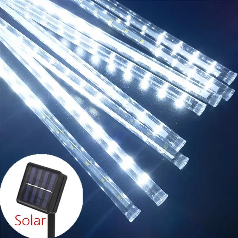 Solar Meteor Shower Rain String Lights Waterproof Garden Light 8 Tubes Christmas Tree Holiday Party Wedding Holiday Decoration