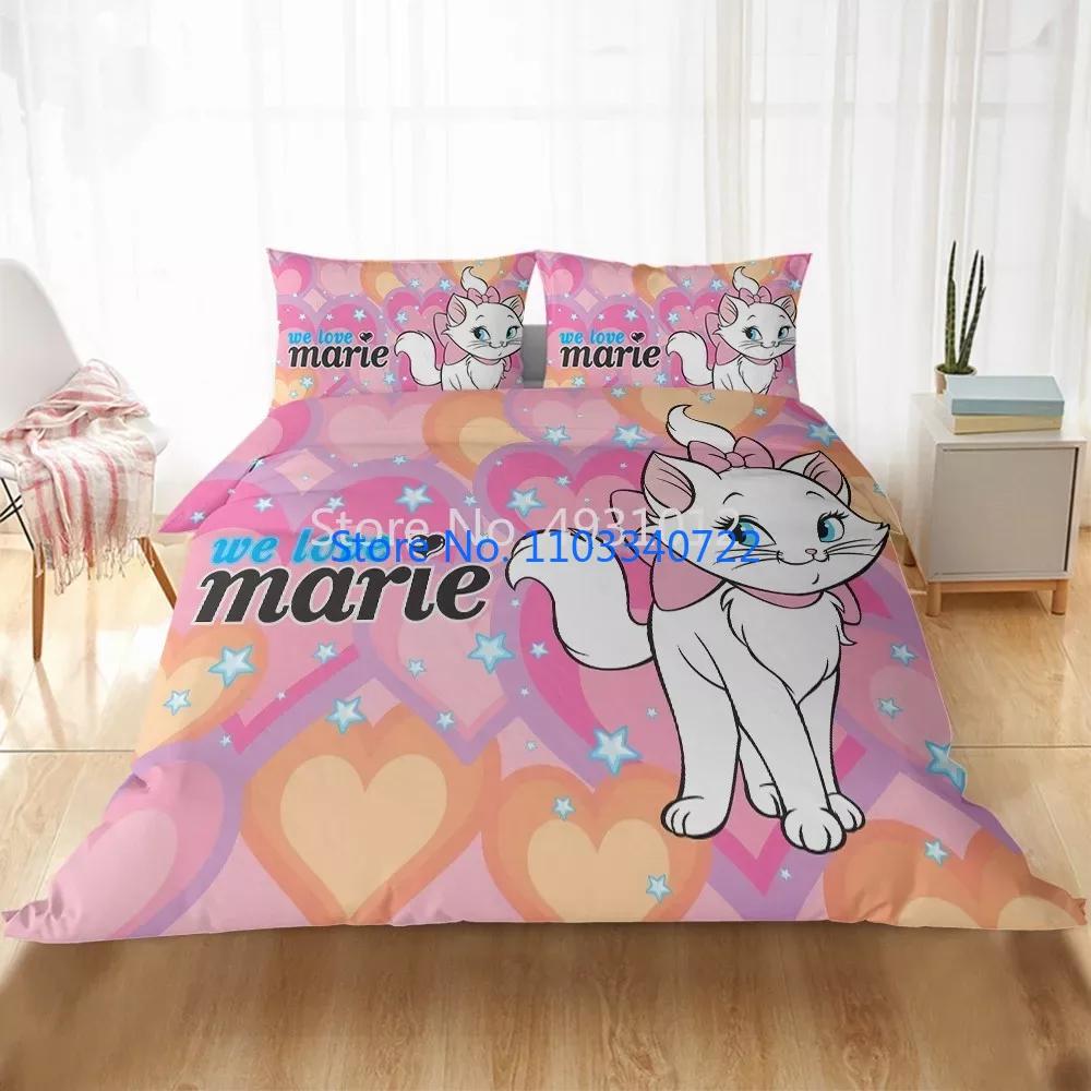 Cute Marie Cat Cartoon Bedding Sets Duvet Cover Set 3D Print Comforter Cover Bedclothes for Boy Girl Bedding Sets Bedroom Decor