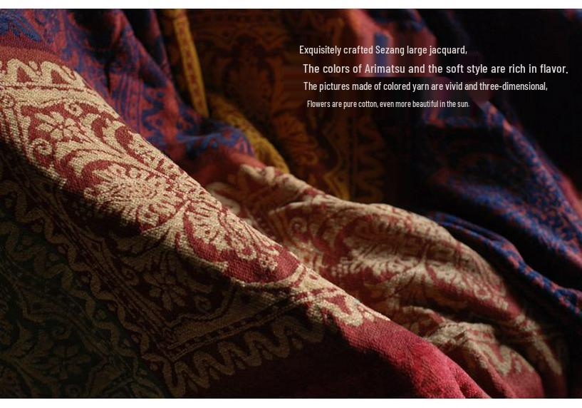 All-Season Chenille Nepali Ethnic Sofa Throw Blanket Shawl Tapestry