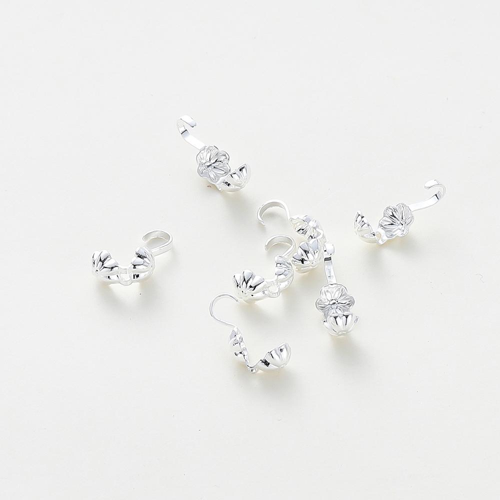 

20pcs/pack 14/18K Gold Color Plated Copper Flower Shape Crimp End Beads Clasp Connectors For DIY Necklace Jewelry Making 20pcs серебряный