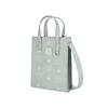 MCM Aren Monogramm-Print Abnehmbarer verstellbarer Schultergurt Beschichtetes Canvas Napa-Lederbesatz Tote Einkaufstasche Mini Damen Tote Tasche Grau MMTCSKC02FP001