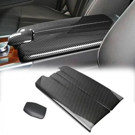 For Mercedes Benz E Class W212 2010-15 Carbon Fiber Center Armrest Box Cover ABS