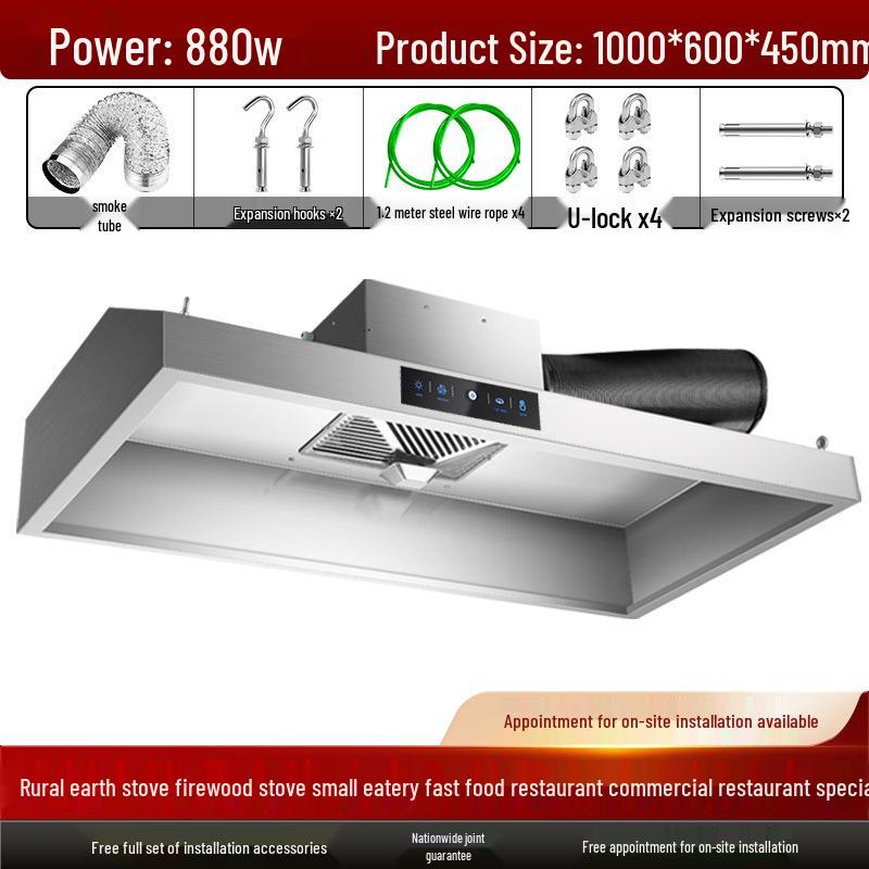 Commercial High-Suction Stainless Steel Range Hood for Restaurants with Wood-Fired Stove Purification