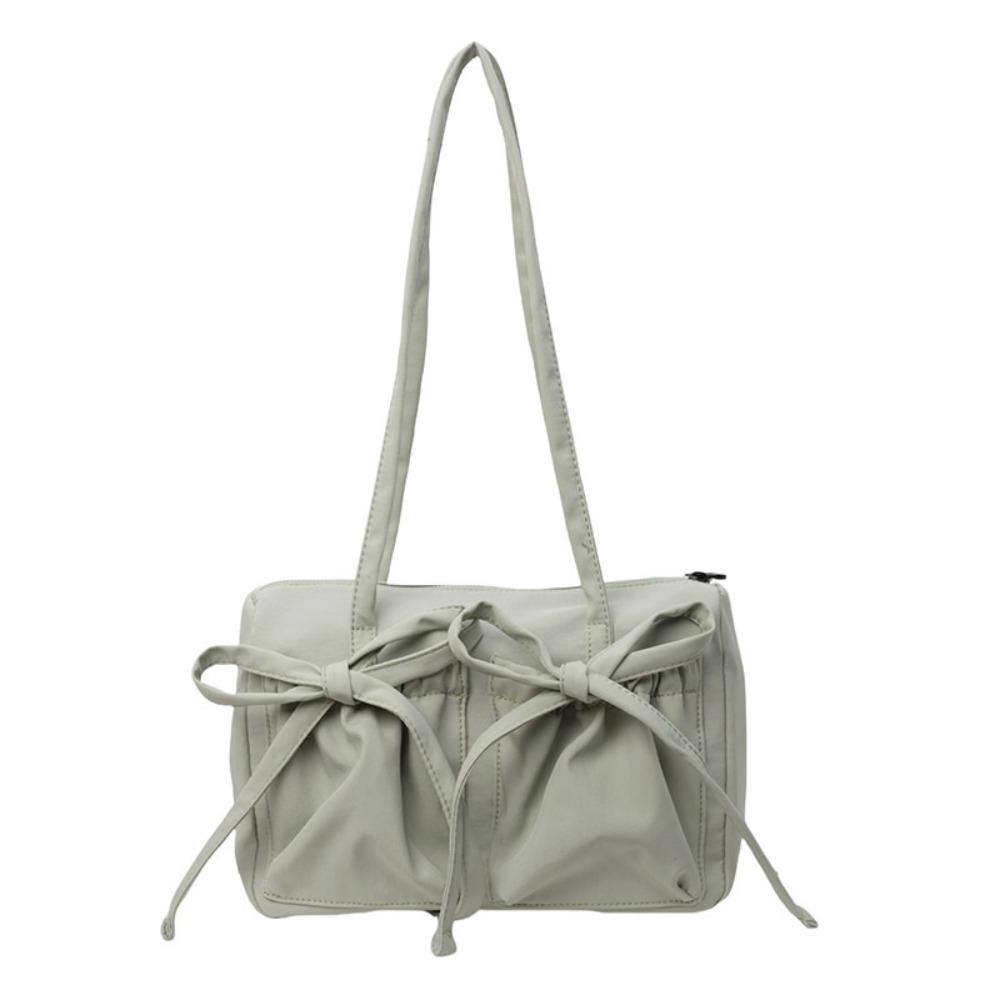 

Bowknot Bow Nylon Tote Bag Korean Style Underarm Bag Trendy Pleated Shoulder Bag Girls