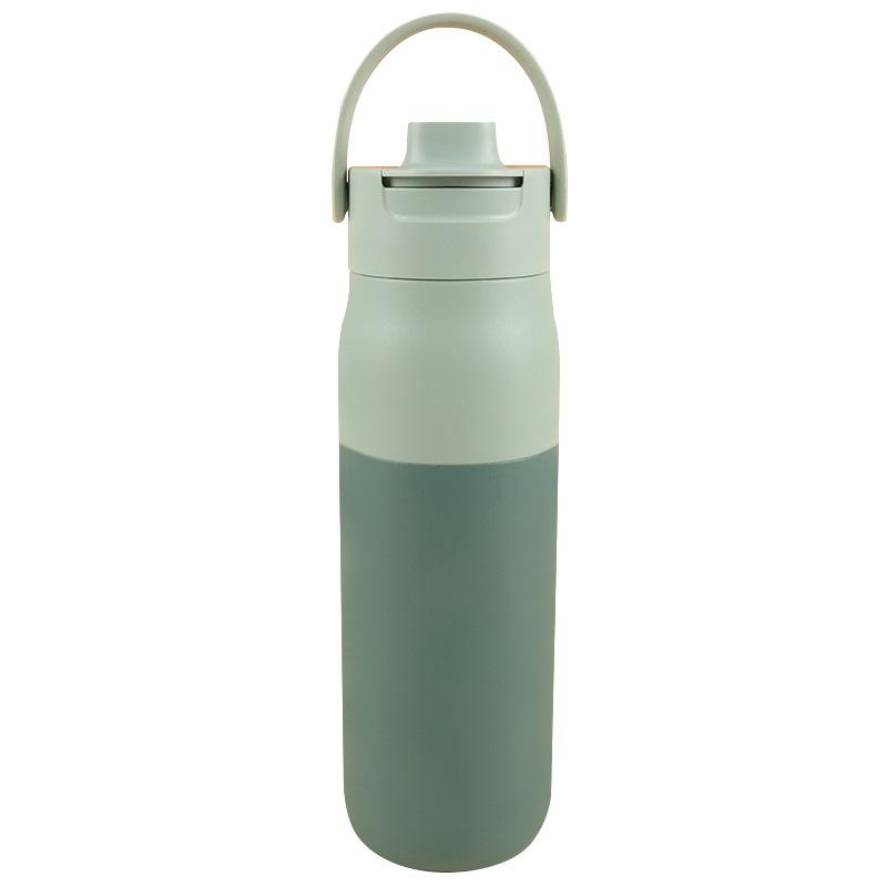 Large-capacity portable insulated cup 23oz/34oz outdoor sports water bottle household cold and hot water bottle 680ml зелёный