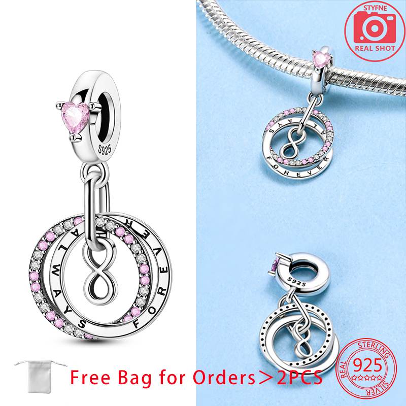 Αυθεντικά Στοιχεία Χαλκός Άπειρη Αιώνια Αγάπη Καρδιά Κρεμαστό Χάντρες Ταιριάζουν Βραχιόλια Χάντρες Για Γυναίκες Δημιουργία Κοσμημάτων DIY Δώρο