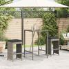 Garden Bar Stool with Cushions 2 pcs Grey Poly Rattan