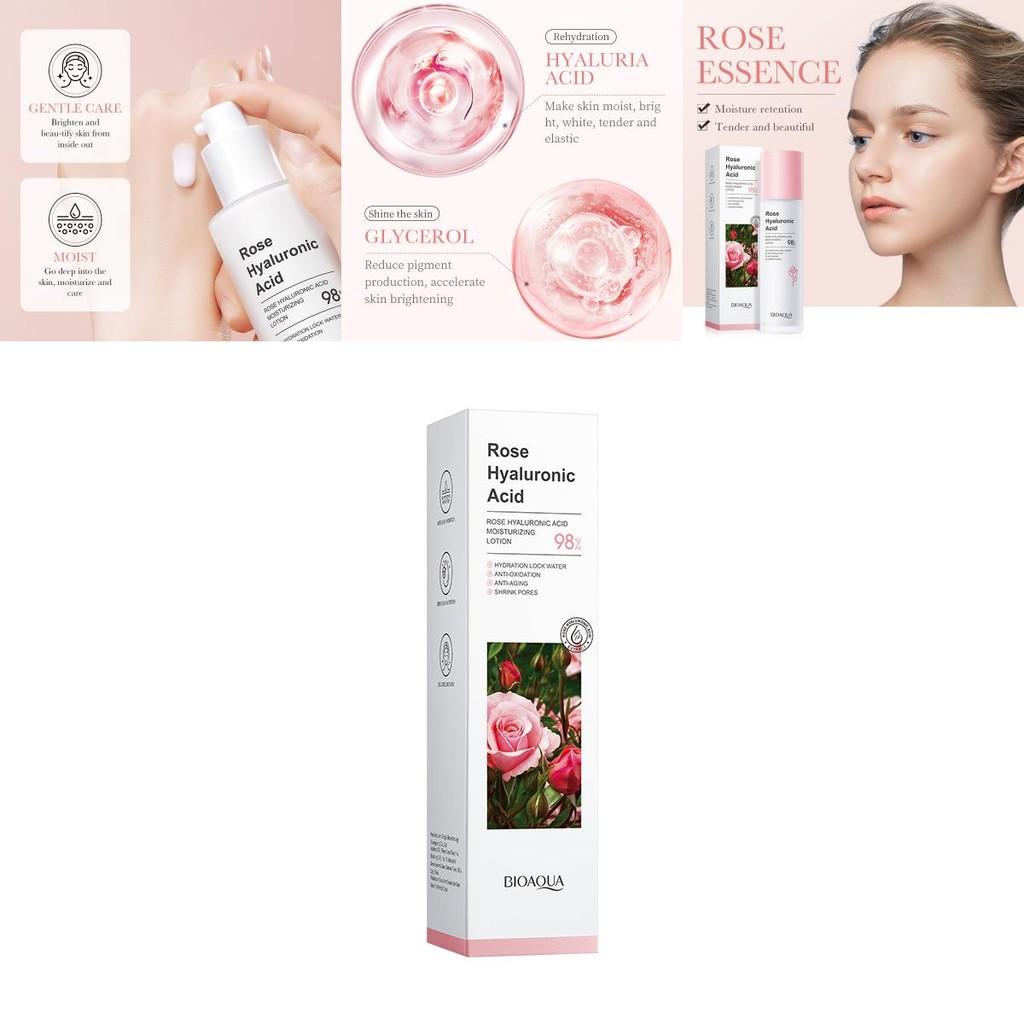 Bioaoua Rose Hyaluronic Moisturizing Lotion Hydrating Lightweight Non Greasy For All Skin Types 100ml