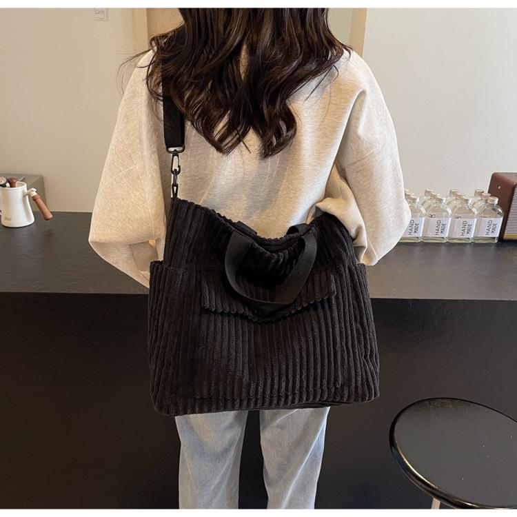 2024 Autumn/Winter Large Corduroy Tote: Korean Style Crossbody & Shoulder Bag