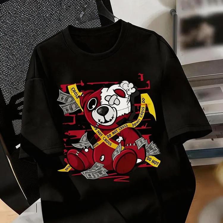 Russia Streetwear Unisex T Shirt Cute Lazy Cat Hip Hop Bear Rabbit Graffiti Multiple Cartoon Design Printed Cotton Graphic Tee