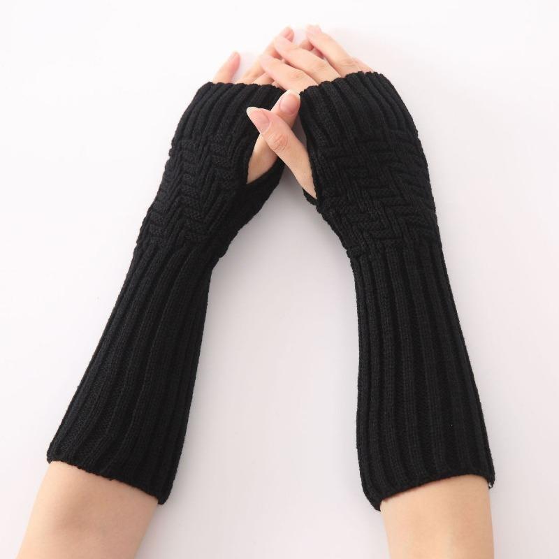 Botvotee  Arm Warmers Y2k Accessories Sleeves for Women Free Shipping Winter Long Sleeve Fingerless Gloves Knit Balck Arm Guard