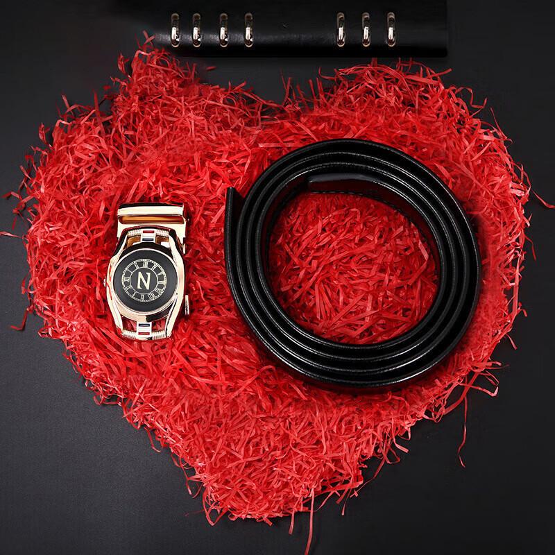 Leather Belt Versatile With Compass Alloy Automatic Buckle For Attire Business