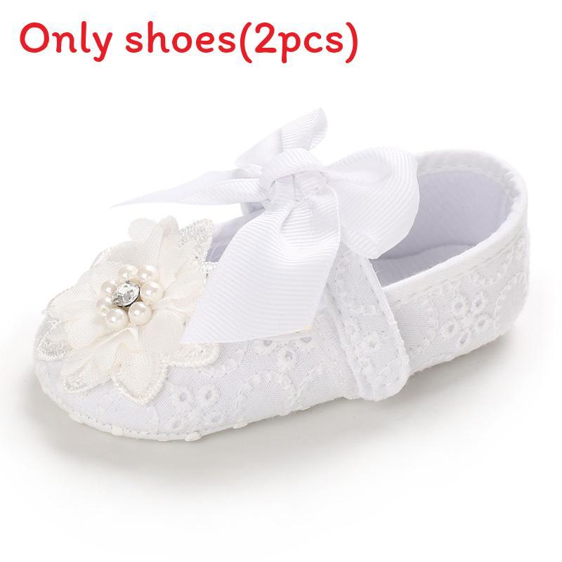 Prinzessinnen-Schuhe für Mädchen mit Blumen- und Schleifenverzierungen für Kleinkinder zum Laufen 0-6 Monate