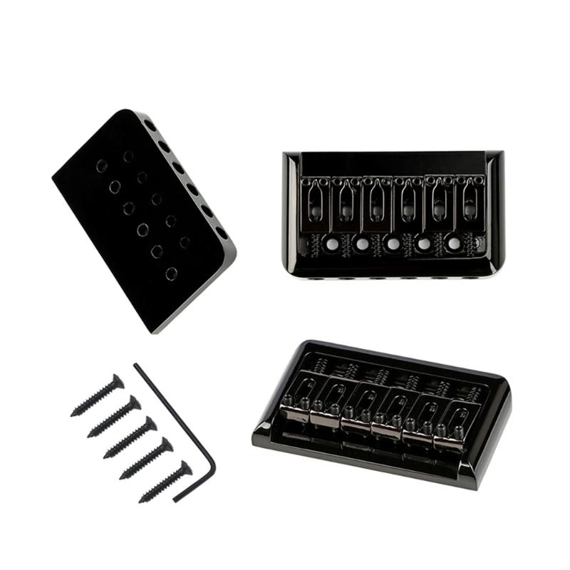 6 String Hard Tail Fixed Guitar Bridge with Screws & Wrench Top Load Tailpiece for Precisions Electric Instrument