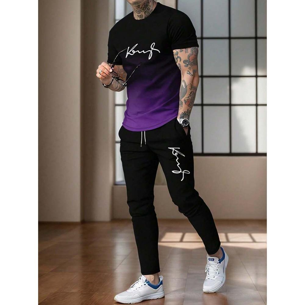 Men's Warm T-shirts And Pants Sets Outdoor Sports Training  Street Style Fashionable Pants