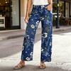 Calças Jeans Florais Vintage para Mulheres, Calças Jeans de Cintura Média, Perna Larga tipo Barril, Jeans Stretch Casual Retrô com Bolsos