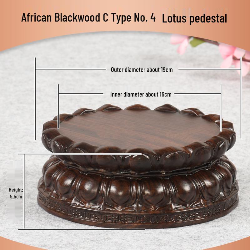 Ebenholz Guanyin Bodhisattva Lotus Sockel, Massivholz geschnitzter runder Opfertablettständer