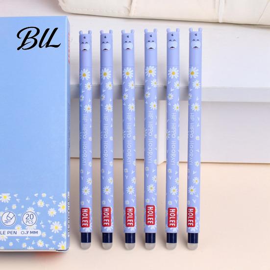Soft Rubber Grip Pen 20Pcs Cartoon Animal Erasable Gel Pens for Kids 0.7mm Cute Cap Design Smooth Writing Stationery Easy Erase Fun School Supplies