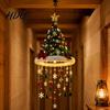 Festliche Veranda-Eingangsdekorationen Weihnachtsbaum-Hängeornament mit LED-Lichtern Beleuchteter Anhänger Stern-Topper Leuchtend für Innenbereich Terrasse Weihnachten für