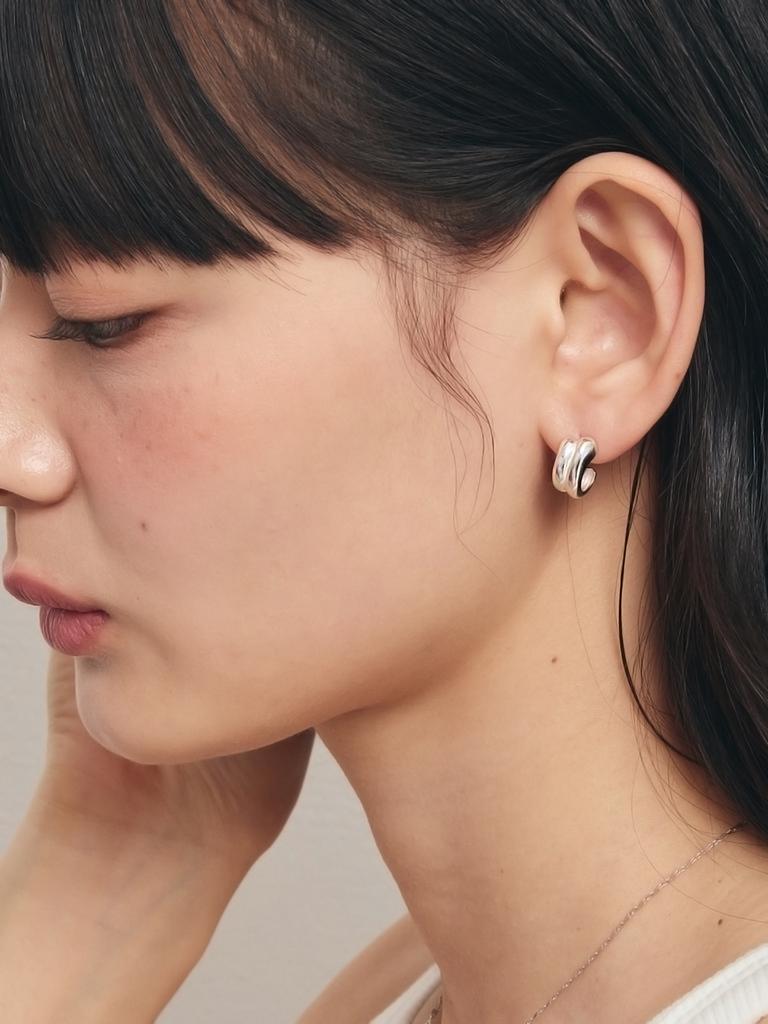 Getmebling [Silver 925] Double Wave Earrings