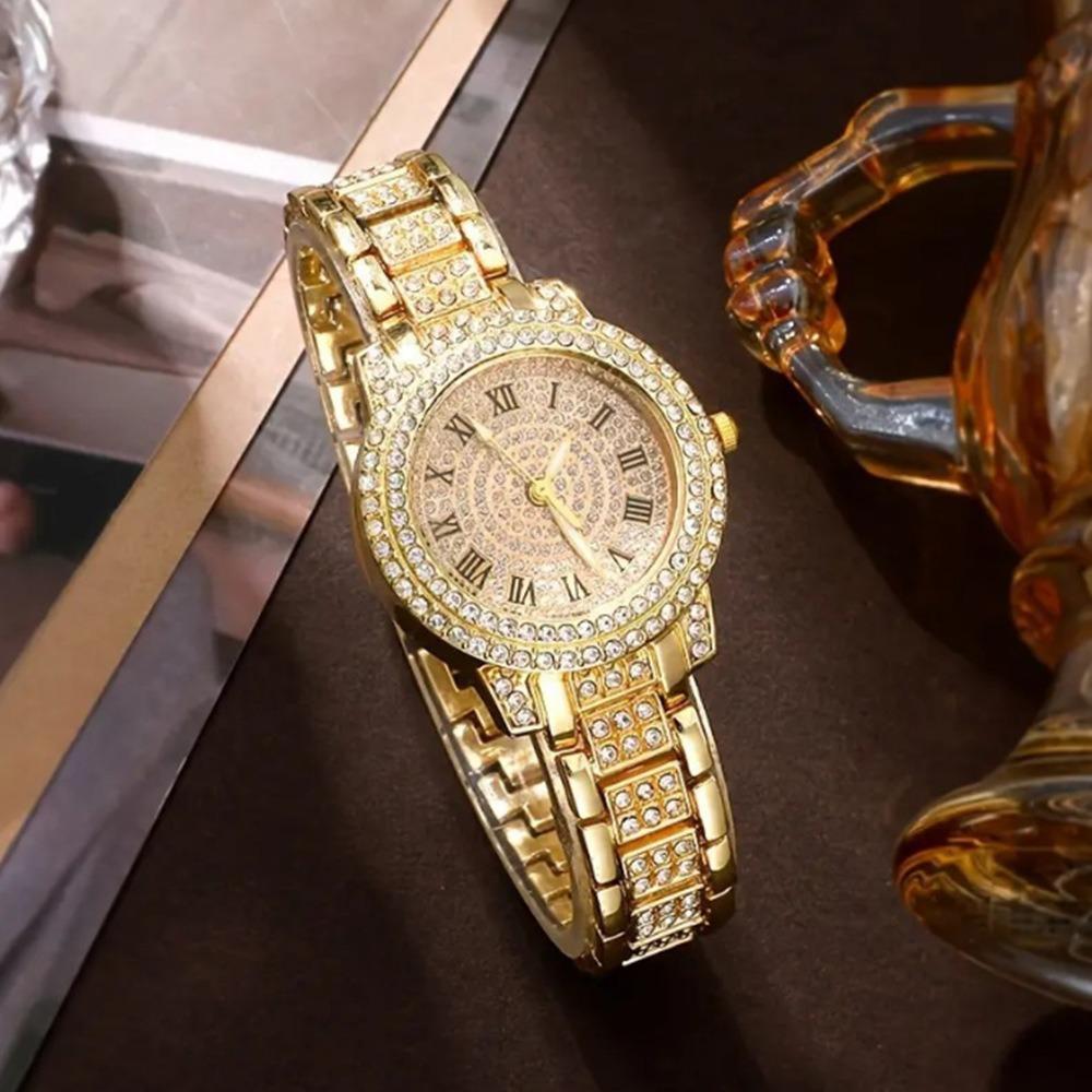 Luxury Watch Women's High-end Sense Diamond-encrusted Steel Chain Watch Temperament Small Dial Watch Women
