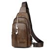 Men's Outdoor USB Chest Bag Crossbody Bag Retro PU Shoulder Bag
