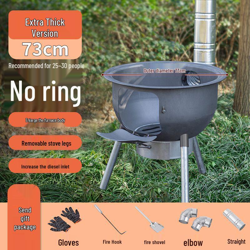 Portable Outdoor Iron Wood-Burning Stove for Rural Households