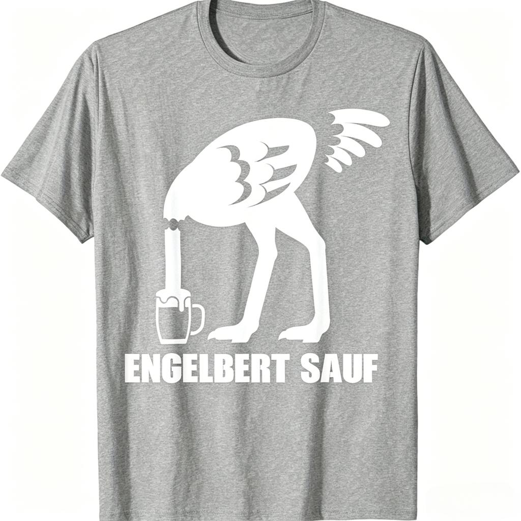 Gerunisex Humor Strauß Bierkrug Aufdruck T-Shirt Engelbert Sauf Lustiger Vogel Trink Tee Unisex Unisex Bar Party Tägliche Kleidung Oberteile