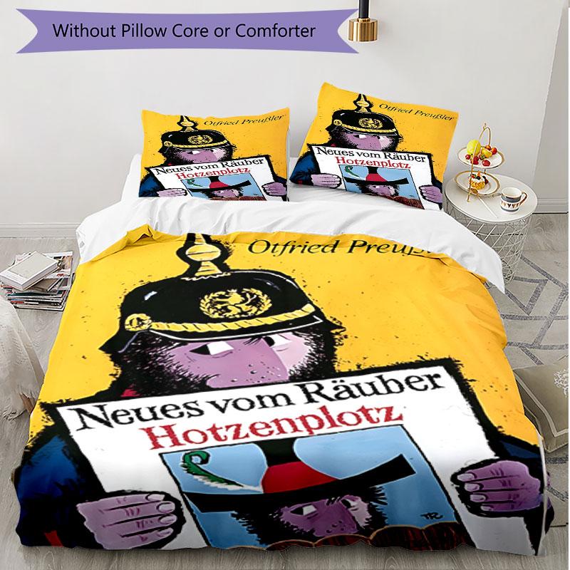 3-teiliges Bettbezug-Set (1 * Bettbezug + 2 * Kissenbezug, ohne Kern), Der Rauber Hotzenplotz Print Weiches Ganzjahres-Bettwäscheset, Heim-Schlafzimmer-Dekoration Geschenk