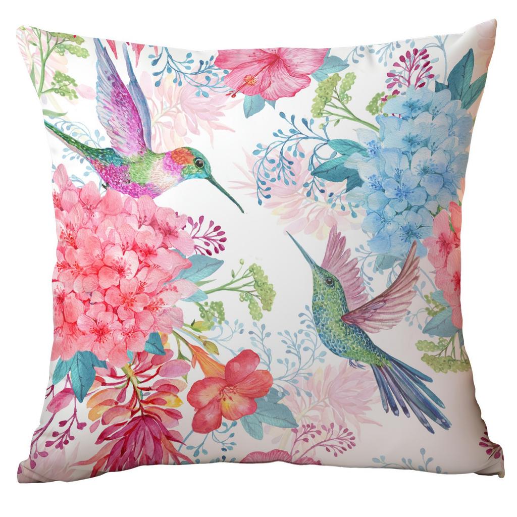 New Spring Plant Flower and Bird Print Pillowcase Home Sofa Cushion Pillowcase
