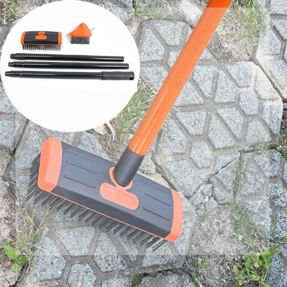 Adjustable Handle Weed Remover Tool 2 Brush Head Wire Brush Weeding Brush Garden Use